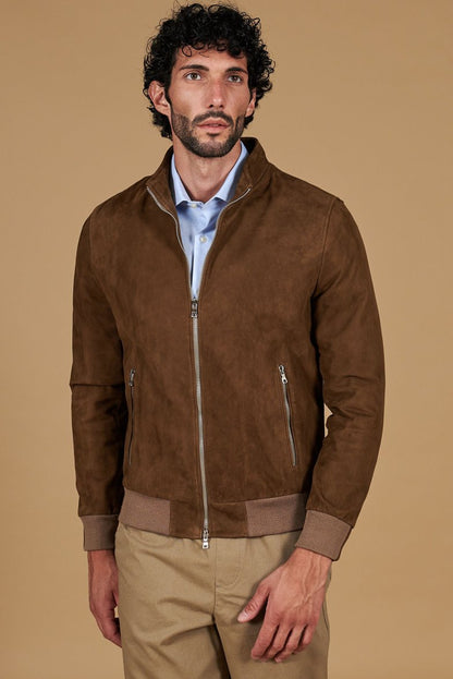 Blouson court en suédé – Taupe City Old Money
