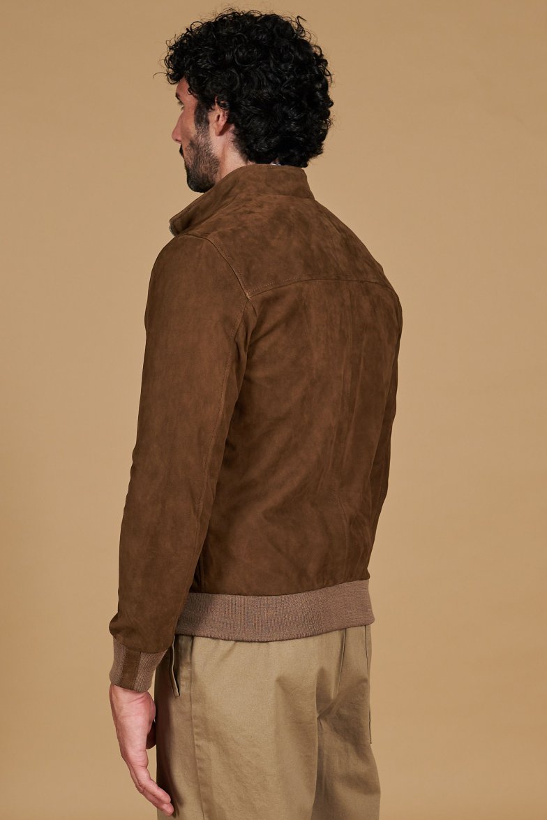 Blouson court en suédé – Taupe City Old Money
