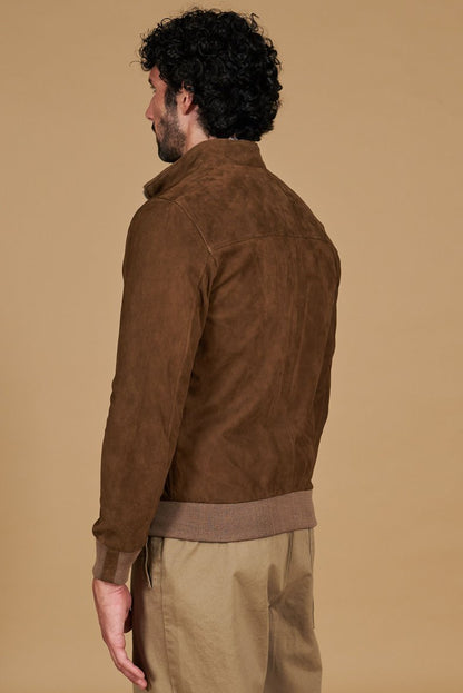 Blouson court en suédé – Taupe City Old Money