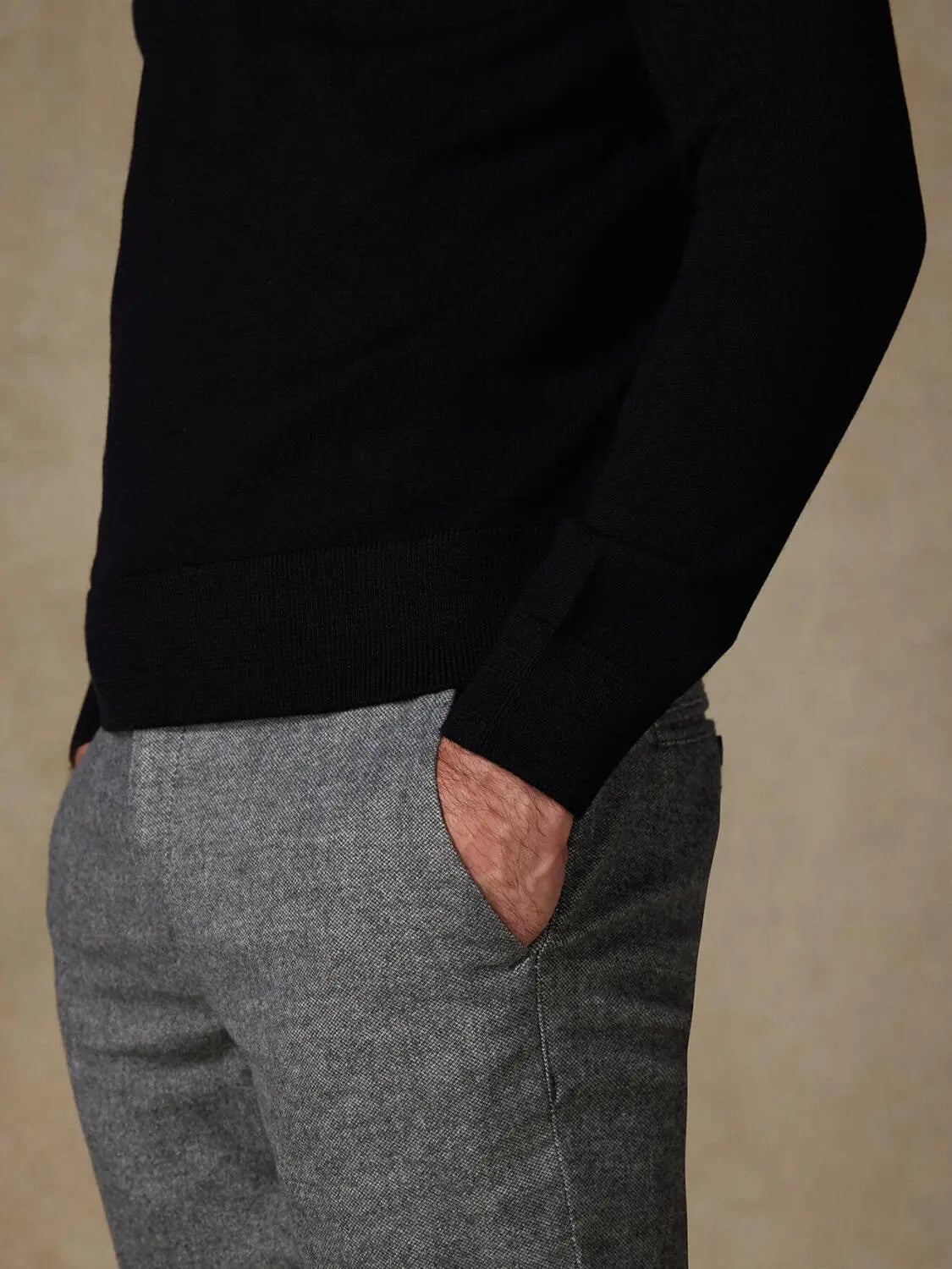 Pull col zippé en laine mérinos