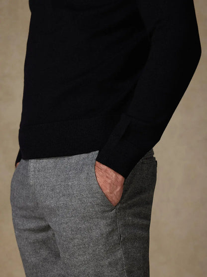 Pull col zippé en laine mérinos